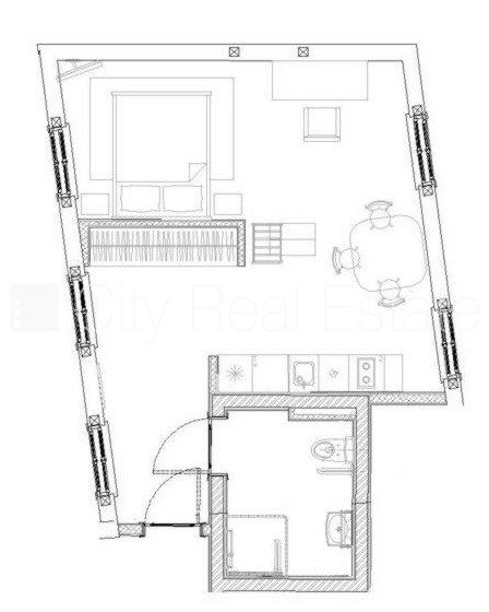 1-room apartment for rent in Jūrmala, Dzintari, 40 m², Photo 9 of 10